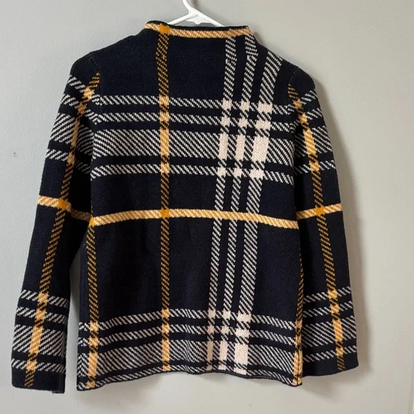 Ann Taylor Plaid Turtleneck Sweater - Black, Cream, and Gold - Picture 3 of 5